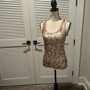 LOFT Gold Sequin Tank Top